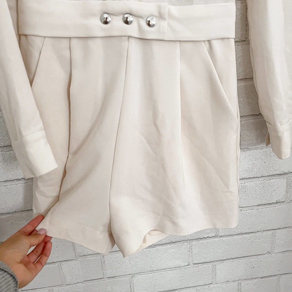 IRO Narma Beige Puff Sleeve Deep V Romper - Picture 5 of 7